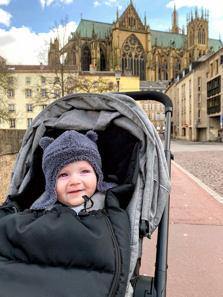 Orion with a large cathedral in the background