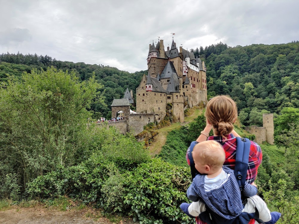 Ellie and Orion with Burg Eltz in the background